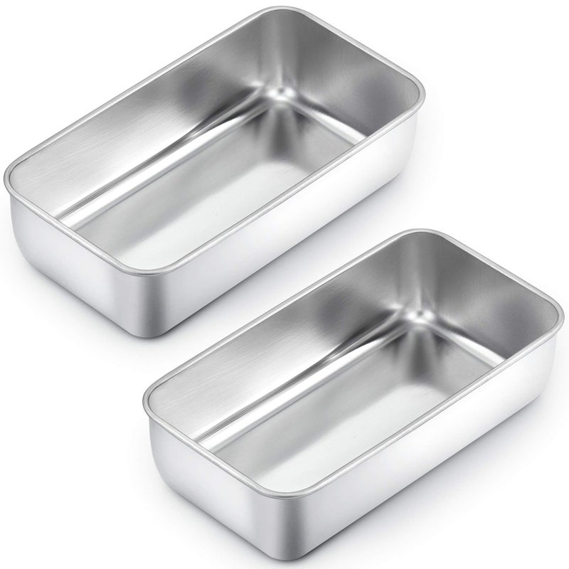 TeamFar Loaf Pans for Baking Bread, 9 Ã— 5 Inch Stainless Steel Loaf Bread Pans Tins for Homemade Brownies, Healthy & Sturdy, Oven & Dishwasher Safe - Set of 2 - Image 1